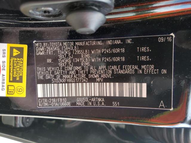 Photo 10 from auction – 2016 TOYOTA HIGHLANDER with VIN 5TDZKRFH8GS177342