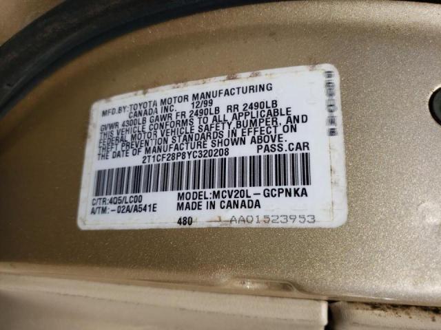 Photo 10 from auction – 2000 TOYOTA CAMRY SOLA with VIN 2T1CF28P8YC320208