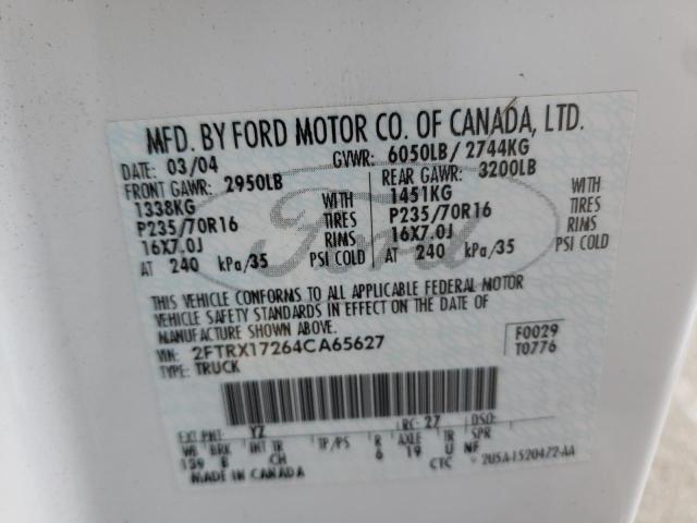Photo 10 from auction – 2004 FORD F-150 with VIN 2FTRX17264CA65627