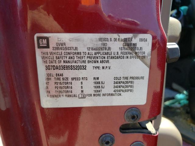 Photo 10 from auction – 2005 PONTIAC AZTEK with VIN 3G7DA03E85S520032
