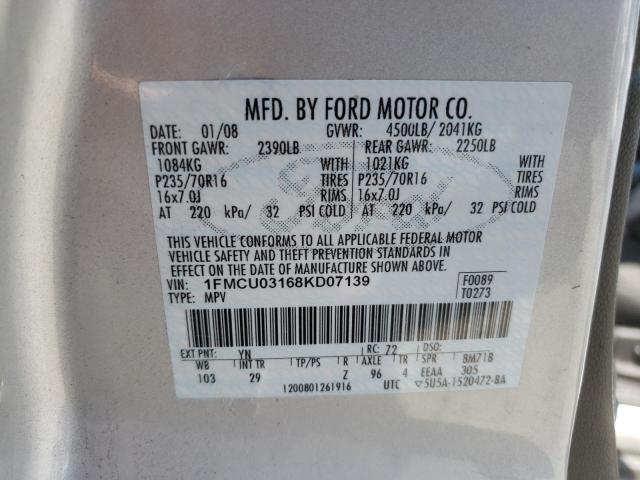 Photo 10 from auction – 2008 FORD ESCAPE XLT with VIN 1FMCU03168KD07139