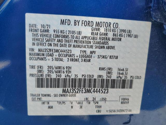 Photo 10 from auction – 2021 FORD ECOSPORT S with VIN MAJ3S2FE3MC444523