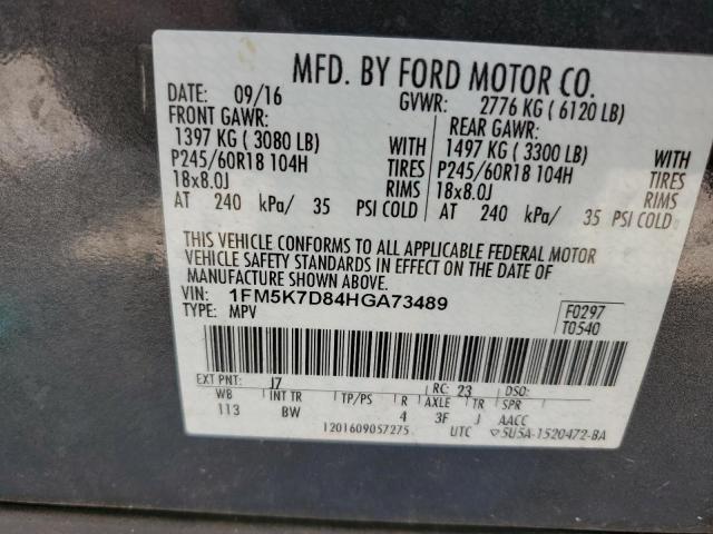 Photo 10 from auction – 2017 FORD EXPLORER X with VIN 1FM5K7D84HGA73489