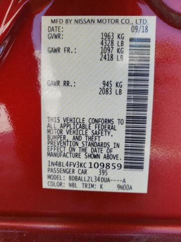 Photo 10 from auction – 2019 NISSAN ALTIMA PLA with VIN 1N4BL4FV3KC109859