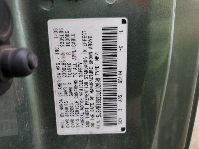 Photo 10 from auction – 2003 HONDA ELEMENT EX with VIN 5J6YH18523L002699