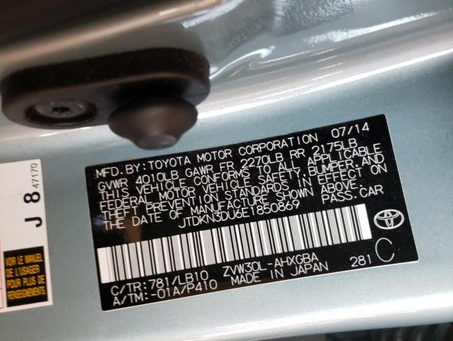 Photo 10 from auction – 2014 TOYOTA PRIUS with VIN JTDKN3DU6E1850869
