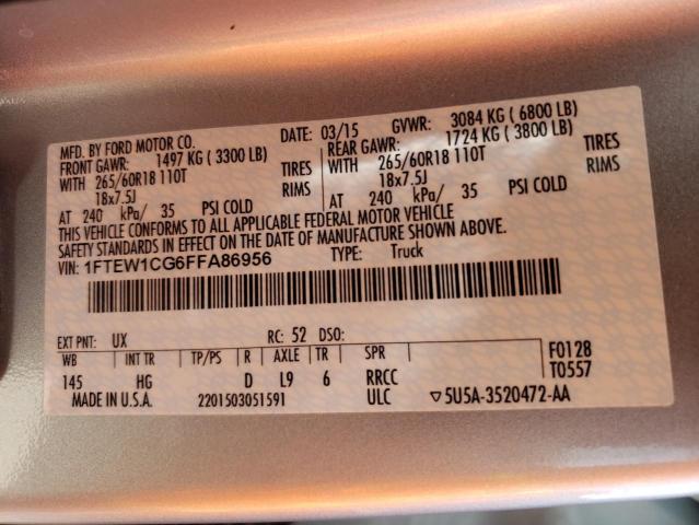 Photo 10 from auction – 2015 FORD F150 SUPER with VIN 1FTEW1CG6FFA86956