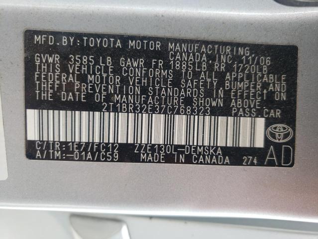 Photo 10 from auction – 2007 TOYOTA COROLLA CE with VIN 2T1BR32E37C768323
