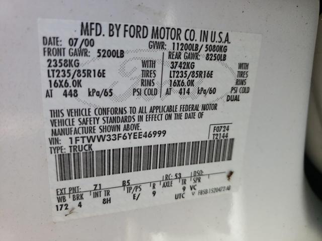 Photo 10 from auction – 2000 FORD F350 SUPER with VIN 1FTWW33F6YEE46999