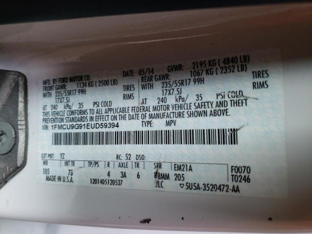 Photo 10 from auction – 2014 FORD ESCAPE SE with VIN 1FMCU9G91EUD59394