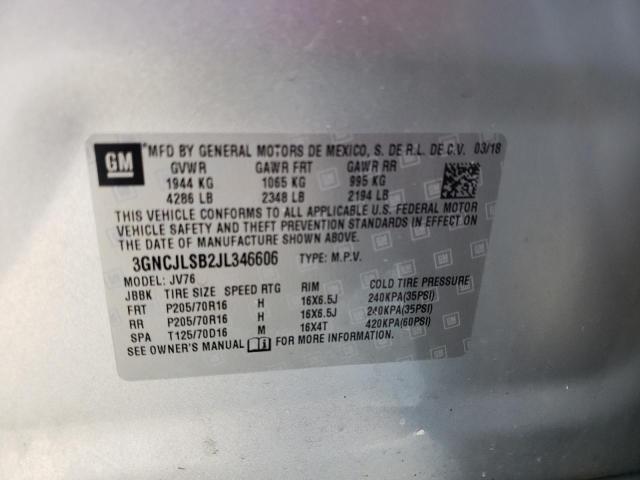 Photo 10 from auction – 2018 CHEVROLET TRAX 1LT with VIN 3GNCJLSB2JL346606