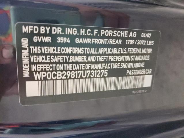 Photo 10 from auction – 2007 PORSCHE BOXSTER S with VIN WP0CB29817U731275
