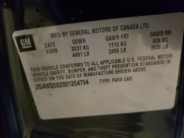 Photo 10 from auction – 2008 BUICK LACROSSE C with VIN 2G4WD582881254794