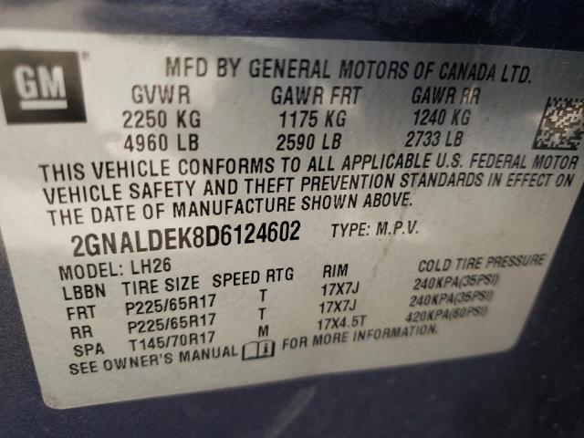 Photo 10 from auction – 2013 CHEVROLET EQUINOX LT with VIN 2GNALDEK8D6124602