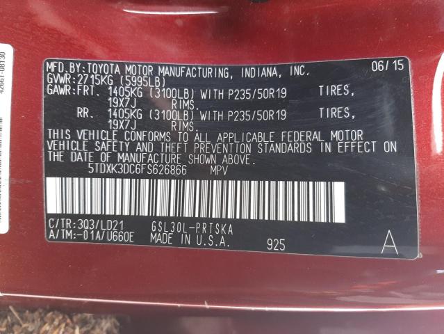 Photo 10 from auction – 2015 TOYOTA SIENNA SPO with VIN 5TDXK3DC6FS626866