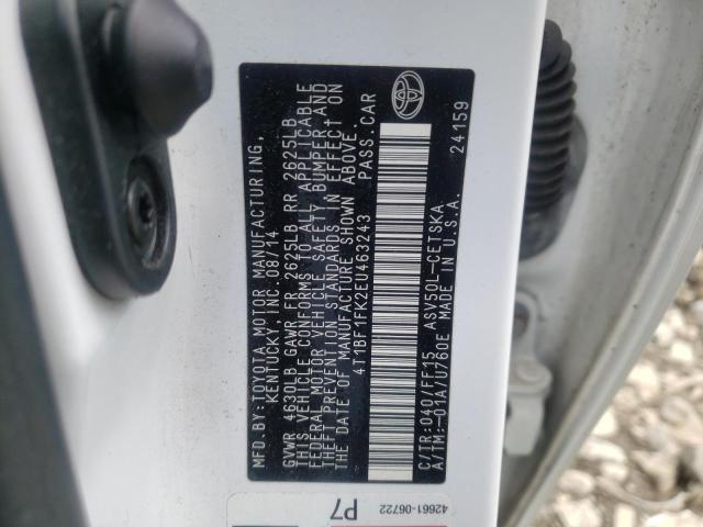 Photo 10 from auction – 2014 TOYOTA CAMRY L with VIN 4T1BF1FK2EU463243