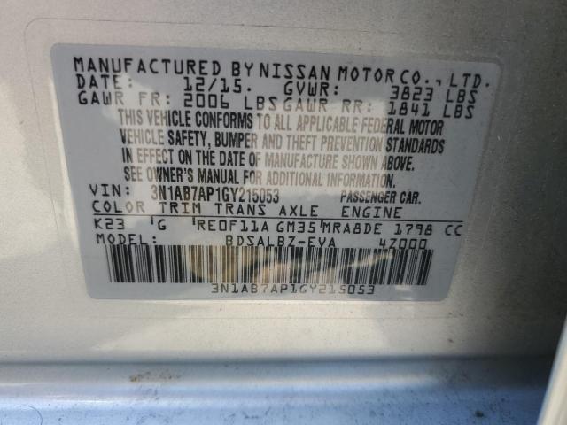 Photo 10 from auction – 2016 NISSAN SENTRA S with VIN 3N1AB7AP1GY215053