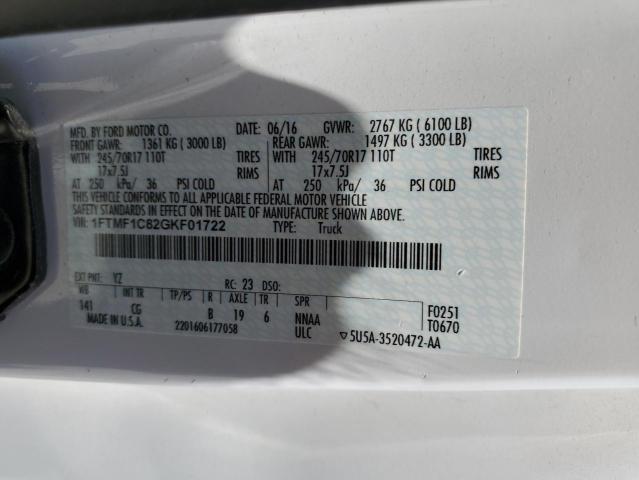 Photo 10 from auction – 2016 FORD F150 with VIN 1FTMF1C82GKF01722