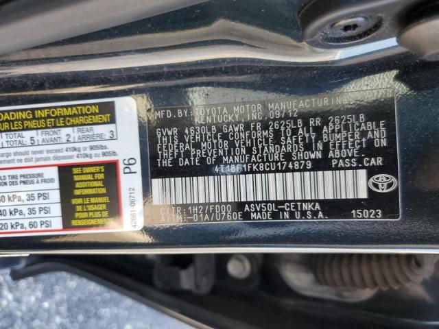 Photo 10 from auction – 2012 TOYOTA CAMRY BASE with VIN 4T1BF1FK8CU174879