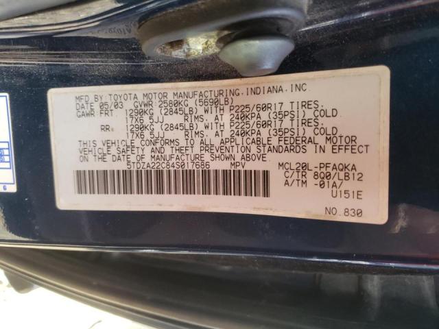 Photo 10 from auction – 2004 TOYOTA SIENNA XLE with VIN 5TDZA22C84S017686