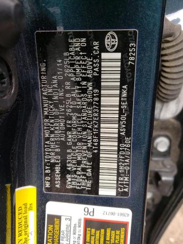 Photo 10 from auction – 2014 TOYOTA CAMRY L with VIN 4T4BF1FK7ER377819