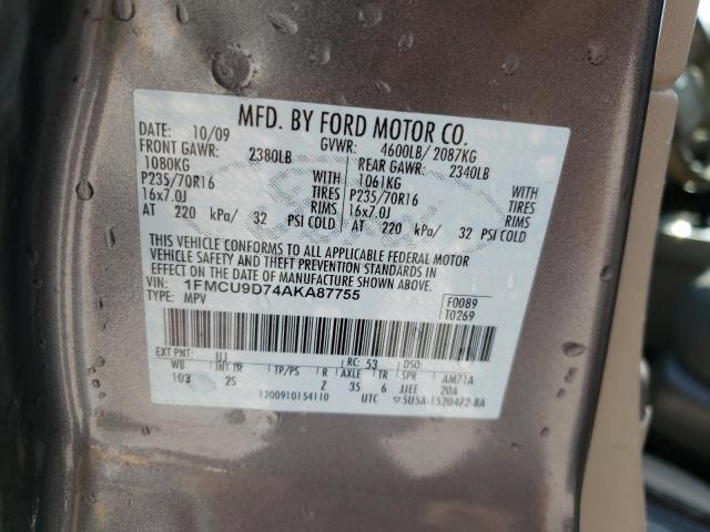 Photo 10 from auction – 2010 FORD ESCAPE XLT with VIN 1FMCU9D74AKA87755