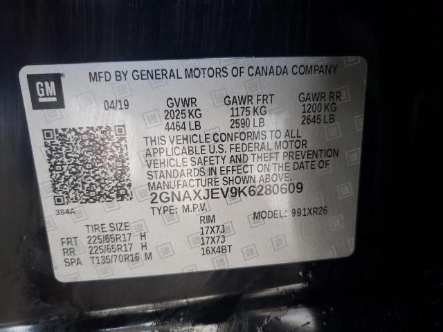 Photo 10 from auction – 2019 CHEVROLET EQUINOX LT with VIN 2GNAXJEV9K6280609