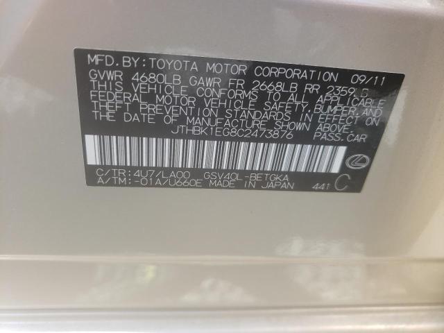 Photo 10 from auction – 2012 LEXUS ES 350 with VIN JTHBK1EG8C2473876