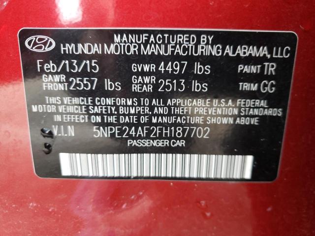 Photo 10 from auction – 2015 HYUNDAI SONATA SE with VIN 5NPE24AF2FH187702