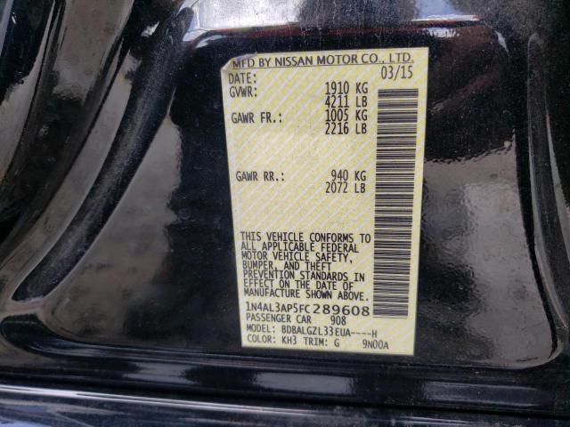 Photo 10 from auction – 2015 NISSAN ALTIMA 2.5 with VIN 1N4AL3AP5FC289608