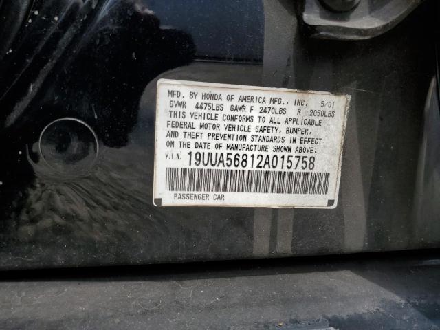 Photo 10 from auction – 2002 ACURA 3.2TL TYPE with VIN 19UUA56812A015758