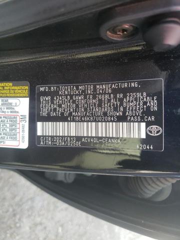 Photo 10 from auction – 2007 TOYOTA CAMRY CE with VIN 4T1BE46K87U020845