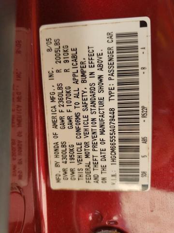 Photo 10 from auction – 2005 HONDA ACCORD EX with VIN 1HGCM66555A079448