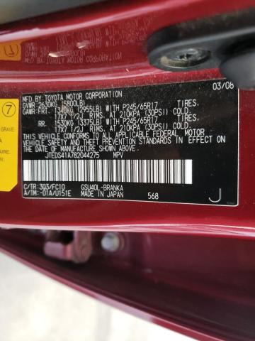 Photo 10 from auction – 2008 TOYOTA HIGHLANDER with VIN JTEDS41A782044275