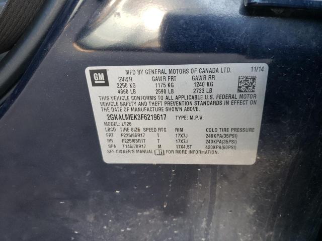 Photo 10 from auction – 2015 GMC TERRAIN SL with VIN 2GKALMEK3F6219617