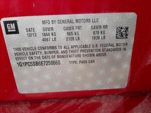 Photo 10 from auction – 2014 CHEVROLET CRUZE LT with VIN 1G1PC5SB6E7250660