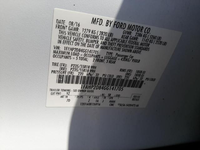 Photo 10 from auction – 2016 FORD TAURUS SE with VIN 1FAHP2D84GG141705