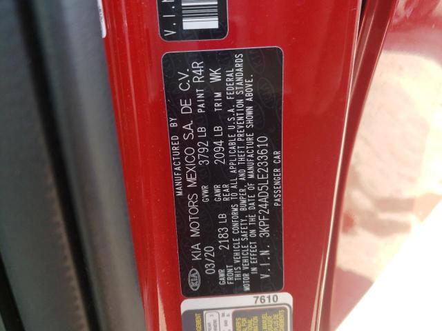 Photo 10 from auction – 2020 KIA FORTE FE with VIN 3KPF24AD5LE233610