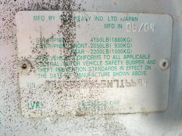 Photo 10 from auction – 2005 SUBARU FORESTER 2 with VIN JF1SG65665H716694