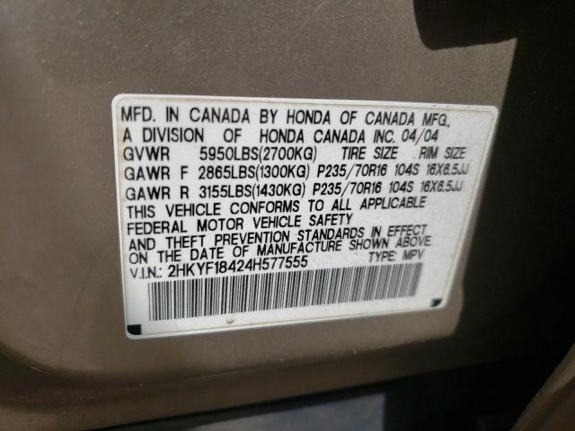 Photo 10 from auction – 2004 HONDA PILOT EX with VIN 2HKYF18424H577555