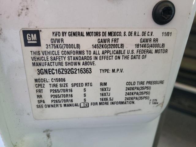 Photo 10 from auction – 2002 CHEVROLET SUBURBAN with VIN 3GNEC16Z92G216363