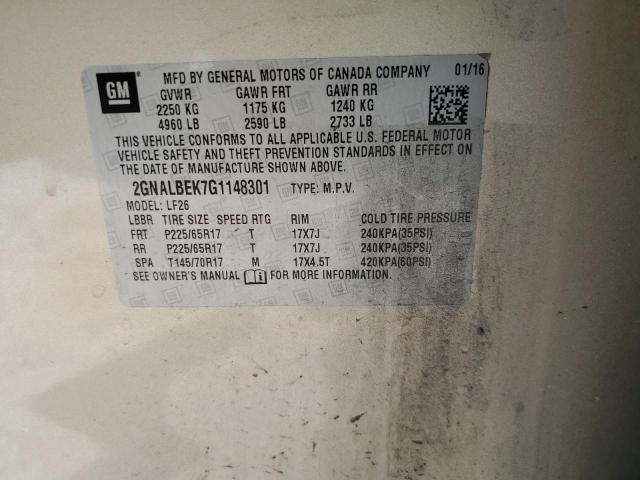 Photo 10 from auction – 2016 CHEVROLET EQUINOX LS with VIN 2GNALBEK7G1148301