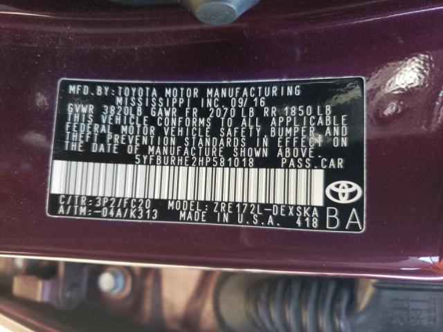 Photo 10 from auction – 2017 TOYOTA COROLLA L with VIN 5YFBURHE2HP581018