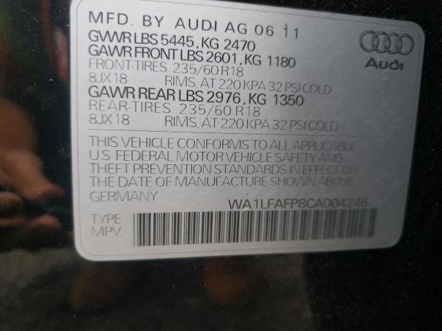 Photo 10 from auction – 2012 AUDI Q5 PREMIUM with VIN WA1LFAFP8CA004246