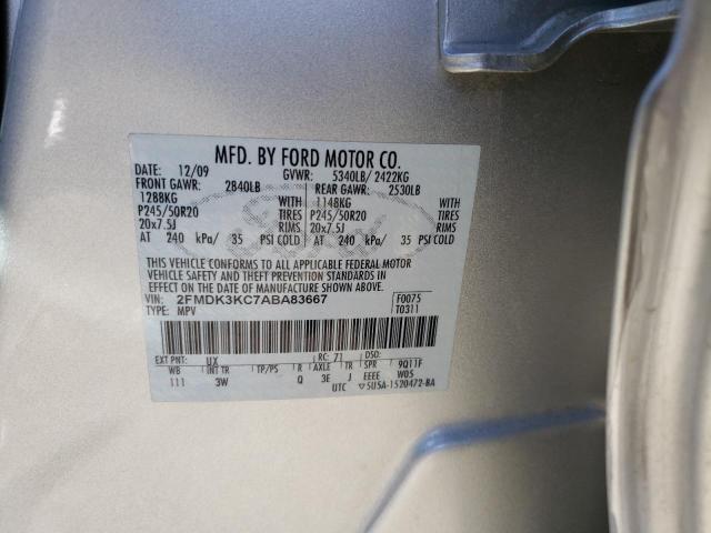 Photo 10 from auction – 2010 FORD EDGE LIMIT with VIN 2FMDK3KC7ABA83667