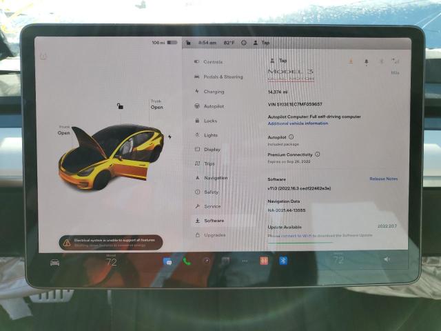 Photo 8 from auction – 2021 TESLA MODEL 3 with VIN 5YJ3E1EC7MF059657