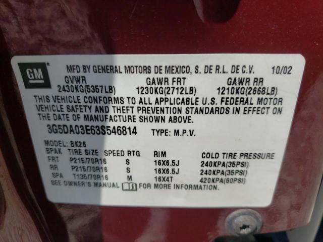 Photo 10 from auction – 2003 BUICK RENDEZVOUS with VIN 3G5DA03E63S546814