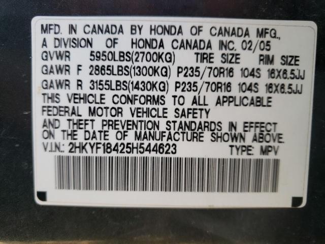 Photo 10 from auction – 2005 HONDA PILOT EX with VIN 2HKYF18425H544623