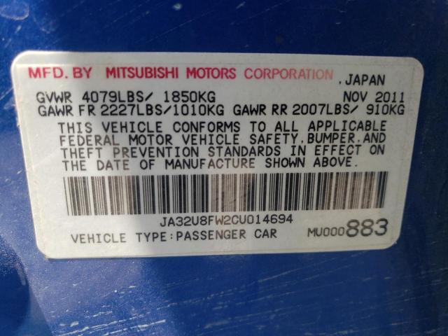 Photo 10 from auction – 2012 MITSUBISHI LANCER GT with VIN JA32U8FW2CU014694