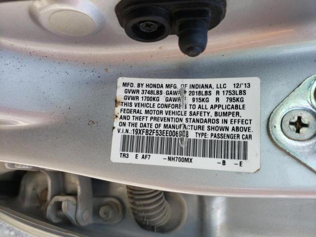 Photo 10 from auction – 2014 HONDA CIVIC LX with VIN 19XFB2F53EE006988